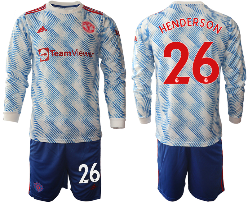 Men 2021-2022 Club Manchester united away blue Long Sleeve #26 Soccer Jersey->manchester united jersey->Soccer Club Jersey